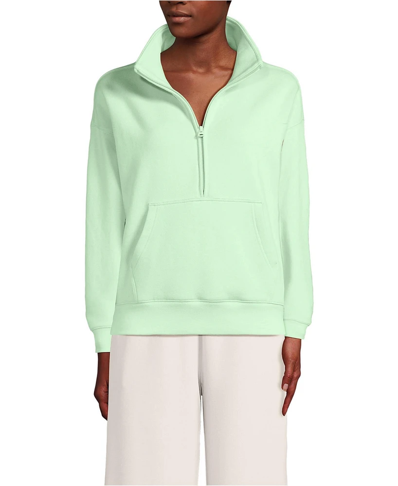 Lands' End Women's Serious Sweats Relaxed Long Sleeve Half Zip Sweatshirt - Set Top