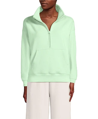 Lands' End Women's Serious Sweats Relaxed Long Sleeve Half Zip Sweatshirt - Set Top