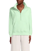 Lands' End Women's Serious Sweats Relaxed Long Sleeve Half Zip Sweatshirt - Set Top