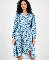 Boss Orange Women's Printed Blouson-Sleeve Midi Dress