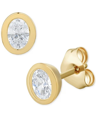Diamond Bezel Oval Stud Earrings (3/8 ct. t.w.) in 14k Gold