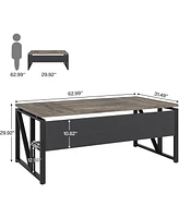 Tribesigns 63 inches Computer Desk with Bottom Storage Shelf Home Office Writing Table for Workstation, Cabinet not Included