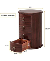 Tribesigns Round Solid Wood End Table Set of 2, No Assembly Required