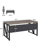 Tribesigns Computer Desk with Bottom Storage Shelf, Home Office Desk Writing Table for Workstation (Dark Oak, 55 inches )