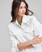 And Now This Women's Eyelet Embroidered Denim Jacket, Exclusively at Macy's