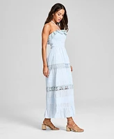 And Now This Women's Cotton Lace-Detail Fit & Flare Maxi Dress, Exclusively at Macy's