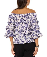 Vince Camuto Women's Floral-Print Off-The-Shoulder Bubble-Sleeve Top