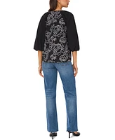 Vince Camuto Women's Raglan-Sleeve Embroidered Button-Front Top