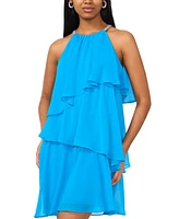 Msk Petite Embellished-Strap Halter Tiered Dress