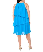 Msk Plus Embellished-Strap Halter Tiered Dress
