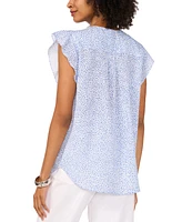 Vince Camuto Women's Dot-Print Flutter-Sleeve Top