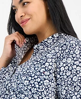 Tommy Hilfiger Plus Cotton Ditsy-Print Camp Shirt