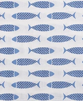 Nautica Woodblock Fish Percale 3-Pc. Duvet Cover Set