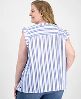 Tommy Hilfiger Plus Striped Cotton Top
