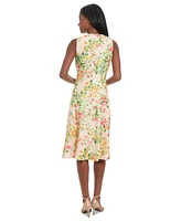 London Times Petite Floral-Print Eyelet Fit & Flare Dress