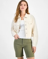 Celebrity Pink Juniors' Frayed-Hem Cropped Denim Jacket