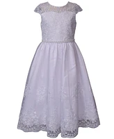 Bonnie Jean Big Girls Embroidered Cap Sleeve Communion Dress