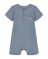 Calvin Klein Baby Boys Slub Jersey Button-Up Shorts Coverall