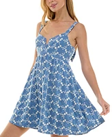 Juniors' Embroidered Babydoll Mini Dress, Created for Macy's