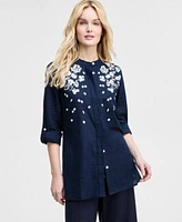 Tommy Hilfiger Womens Floral Puff Print Tunic Wide Leg Pants