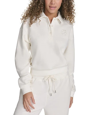 Starter Women's Polo-Collar Long-Sleeve Sweatshirt