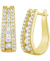 Diamond Triple Row Oval Hoop Earrings (1-1/2 ct. t.w.) in 14k Gold