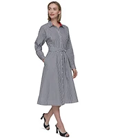 Karl Lagerfeld Paris Women's Poplin Striped Shirtdress