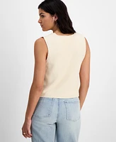 Hooked Up by Iot Juniors' Slub Knit Double-Button Vest