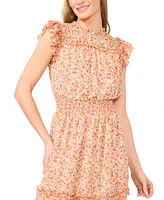 CeCe Women's Smocked Waist Ruffle Tiered Midi Dress