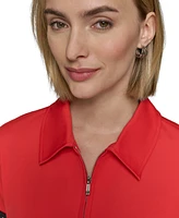 Karl Lagerfeld Paris Women's Logo-Cuff Polo Top