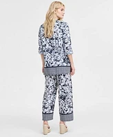 Tommy Hilfiger Womens Printed Long Sleeve Tunic Wide Leg Pants