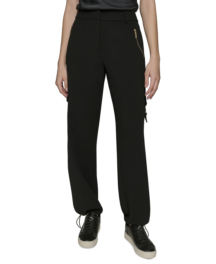 Karl Lagerfeld Paris Women's Adjustable Bungee-Hem Cargo Pants