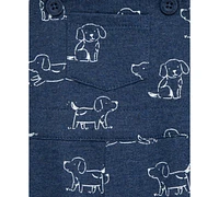 Little Me Baby Boys Cotton Striped T-Shirt & Puppy Shortall, 2 Piece Set