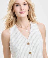 Jones New York Women's Striped Button-Front Vest