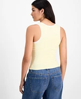 Just Polly Juniors' Strawberry Embroidered Lace-Trim Tank Top