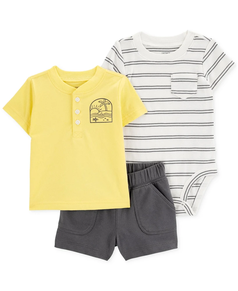 Carter's Baby Boys Cotton Little Shorts, T-Shirt & Bodysuit, 3 Piece Set