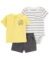 Carter's Baby Boys Cotton Little Shorts, T-Shirt & Bodysuit, 3 Piece Set