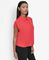 Dkny Women's Dolman-Sleeve Hidden-Placket Camp Shirt