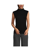 Lands' End Women's Cap Sleeve Drapey Rib Fitted Funnel Neck Tank