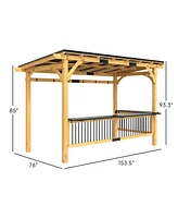 Outsunny 13' x 6' Wooden Grill Gazebo, Hardtop Outdoor Bbq Gazebo, Natural