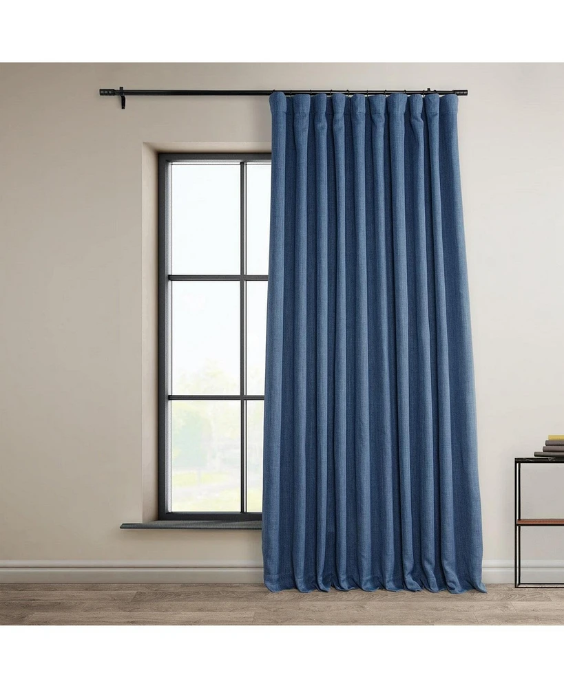 Half Price Drapes Denim Extra Wide Textured Faux Linen Room Darkening Curtain