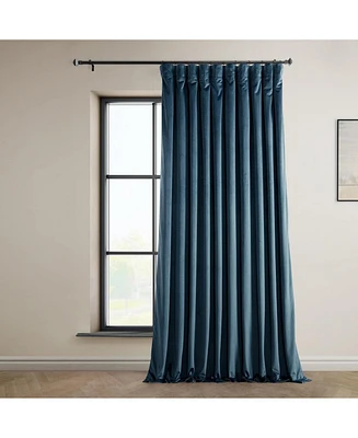 Half Price Drapes Avalon Blue Extra Wide Heritage Plush Velvet Room Darkening Curtain
