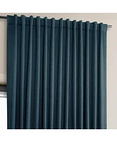 Half Price Drapes Story Blue Extra Wide Textured Faux Linen Room Darkening Curtain