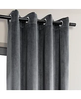 Half Price Drapes Distance Blue Grey Grommet Signature Velvet Blackout Curtain