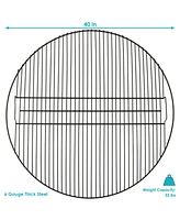 Round Outdoor Fire Pit Cooking Grate - Heavy-Duty Black Steel Grilling Rack - 40-Inch