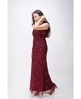 Women's Sleeveless Sequin Embellished Column Gown