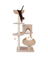 Cattail Cat Tower with Sisal Scratching Posts & Soft Hammock Cozy & Fun Multi-Level Cat Tree