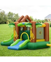 Kids Inflatable Jungle Bounce House Castle with Carry Bag Fun Outdoor Playset