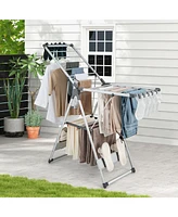 2-Layer Folding Clothes Drying Rack with 5-Level Adjustable Height