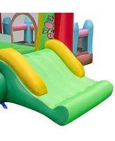 4-in-1 Inflatable Bounce House with Slide and Basketball Hoop Fun Outdoor Playset for Kids